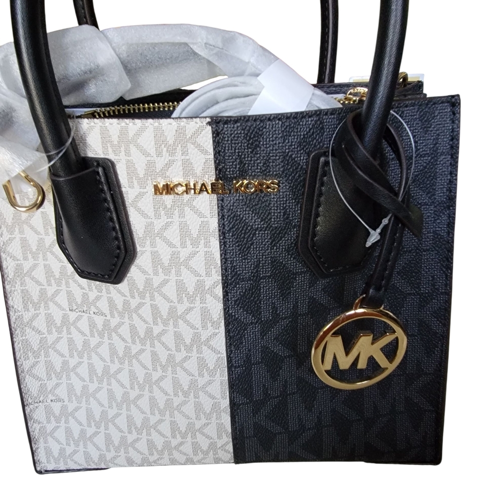 Michael Kors Two Tone Mercer Monogram Crossbody Bag NWT - Picture 3 of 6
